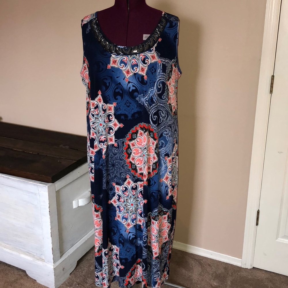 Jennie & Marlis Woman Maxi Dress Beaded Neckline